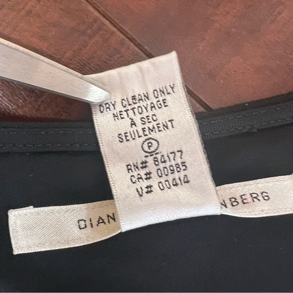 DIANE VON FURSTENBERG Sleeveless Shift Wool Blend Dress Black Silk Ruffle Trim 2 - Picture 10 of 11